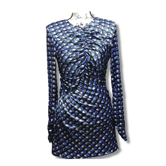 💥Bluish Geometric Print Dress by ZARA Sz M - Picture 2 of 8